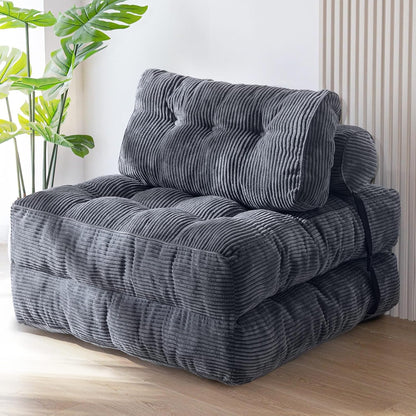 MAXYOYO Folding Sofa Bed, Convertible Sleeper Chair with Pillow Foldable Mattress with Back Support, Portable Fold Out Chair Bed Comfy Floor Sofa Lounge for Living Room Bedroom, Beige, Single