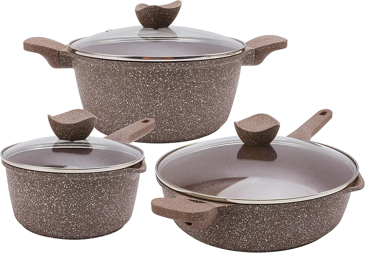 Country Kitchen Non-Stick Cast Aluminum Cookware Set - Durable Kitchen Cookware for Everyday Cooking, Cream, 11 Pc.