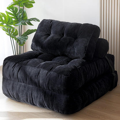 MAXYOYO Folding Sofa Bed, Convertible Sleeper Chair with Pillow Foldable Mattress with Back Support, Portable Fold Out Chair Bed Comfy Floor Sofa Lounge for Living Room Bedroom, Beige, Single